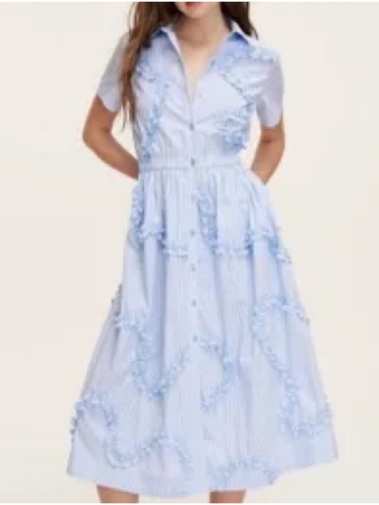 kate spade Dresses & Skirts - kate spade for target Light Blue Ruffle-Trim Midi Shirt Dress